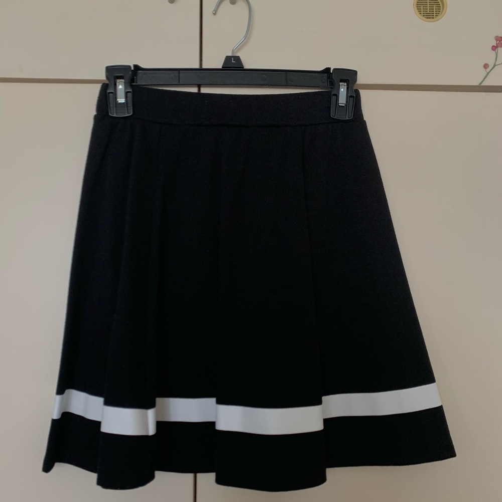 black skater skirt with white stripe